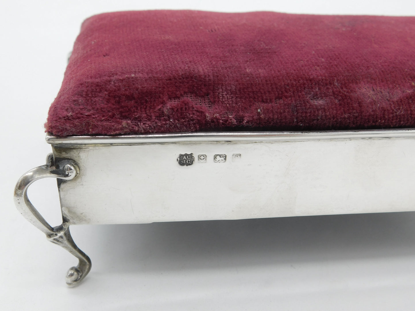 Edwardian Large Sterling Silver Jewellery Box Pin Cushion 1905 Birmingham