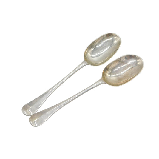 George I Pair of Sterling Silver Hanoverian Tablespoons Antique 1718 London Charles Jackson