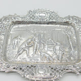 Victorian Sterling Silver Pub Tavern Scene Tray or Dish 1890 London Antique