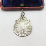 Sterling Silver Queen Anne Plain Bust Shilling Coin Pendant Charm 1712 Antique