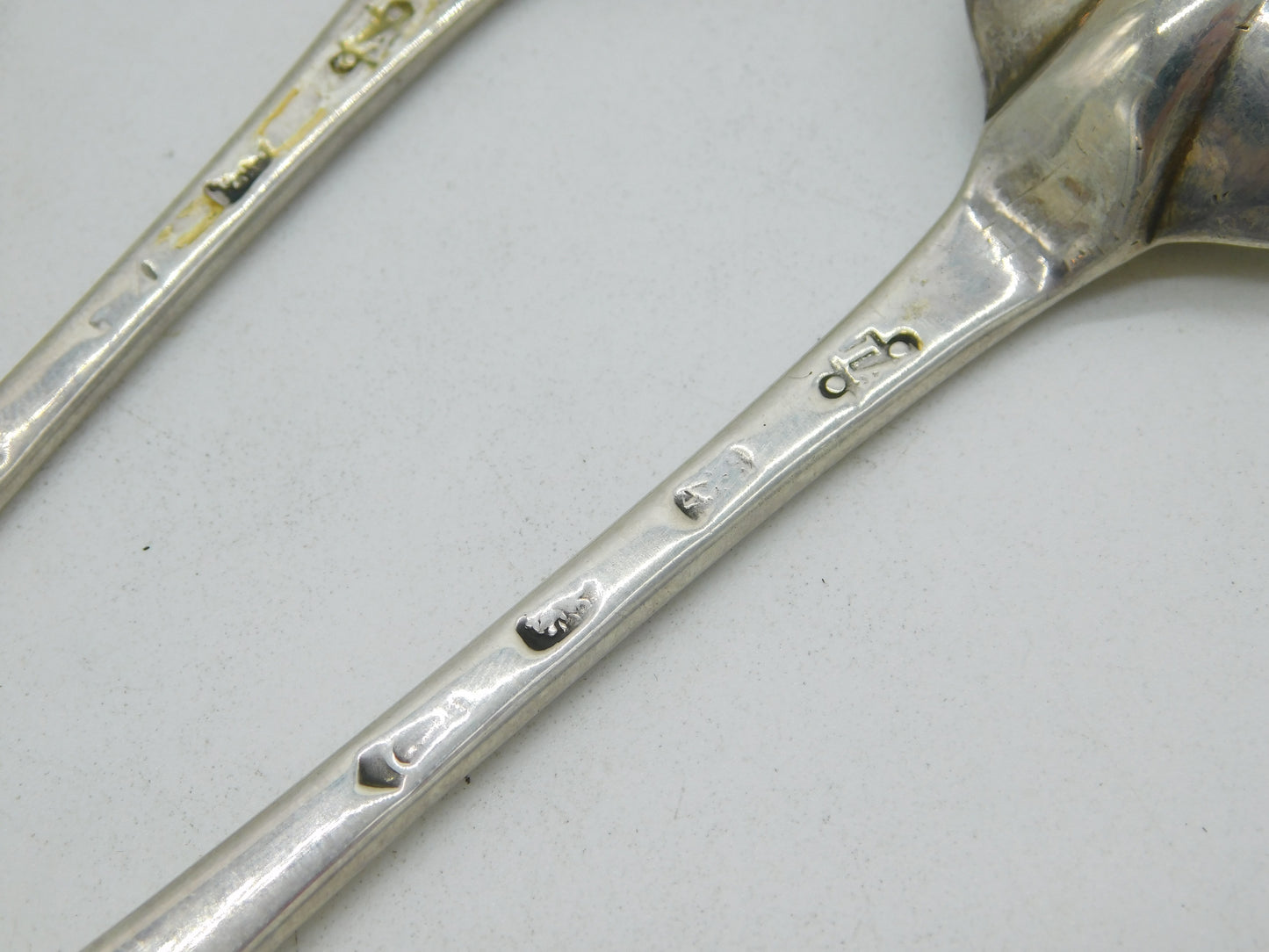George I Pair of Sterling Silver Hanoverian Tablespoons Antique 1718 London Charles Jackson