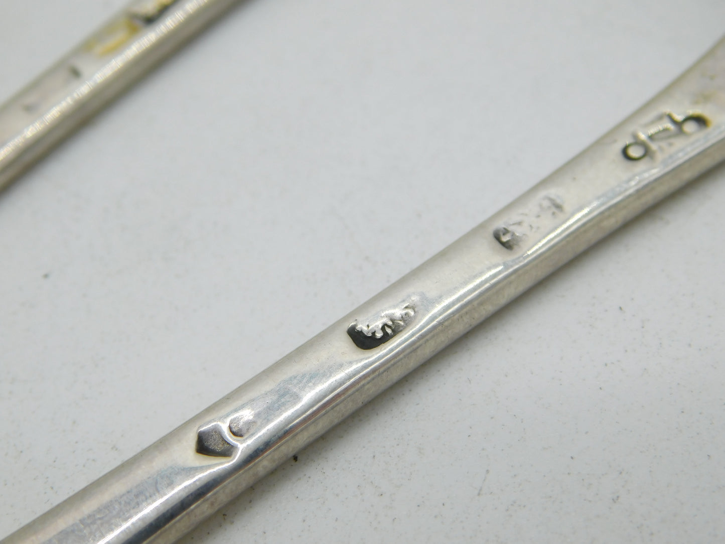 George I Pair of Sterling Silver Hanoverian Tablespoons Antique 1718 London Charles Jackson