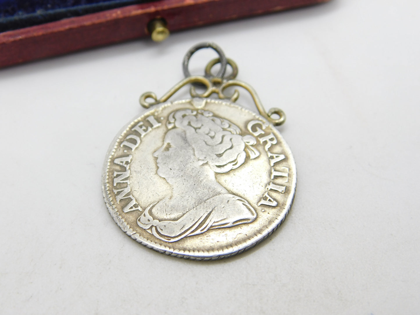 Sterling Silver Queen Anne Plain Bust Shilling Coin Pendant Charm 1712 Antique