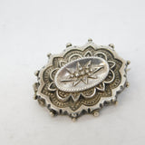 Victorian Sterling Silver Star Form Reverse Locket Brooch Antique c1880