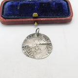 Early Sterling Silver King James I Sixpence Coin Fob Pendant 1704 Antique