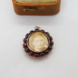 Victorian 9ct Gold, Garnet & Mother of Pearl Locket Pendant Antique c1860