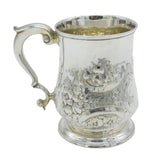 George II Sterling Silver Floral Embossed Pint Tankard Antique 1741 London