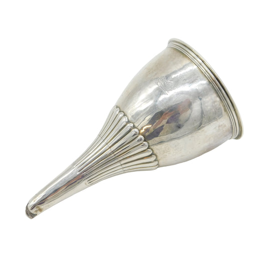 George III Sterling Silver Fluted Heraldic Crest Wine Funnel Antique 1800 London