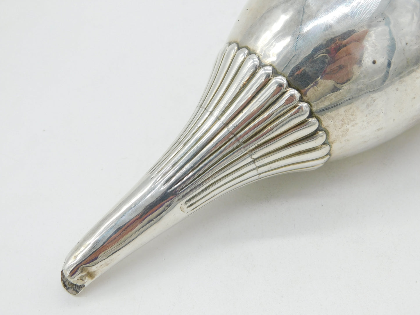 George III Sterling Silver Fluted Heraldic Crest Wine Funnel Antique 1800 London