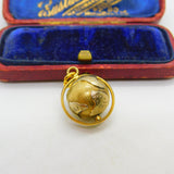 14ct Yellow Gold Rotating Globe Geographical Charm or Pendant Vintage c1970
