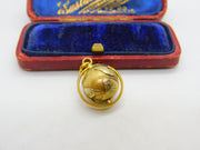 14ct Yellow Gold Rotating Globe Geographical Charm or Pendant Vintage c1970