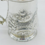 George II Sterling Silver Floral Embossed Pint Tankard Antique 1741 London