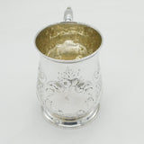 George II Sterling Silver Floral Embossed Pint Tankard Antique 1741 London