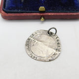 Early Sterling Silver King James I Sixpence Coin Fob Pendant 1704 Antique
