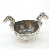 Norwegian Pair of .830 Silver Viking Ship Salt Cellars Antique c1930 Art Deco