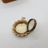 Victorian 9ct Gold, Garnet & Mother of Pearl Locket Pendant Antique c1860
