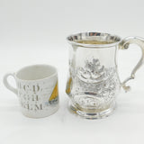George II Sterling Silver Floral Embossed Pint Tankard Antique 1741 London