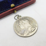 Early Sterling Silver King George II Shilling Coin Fob Pendant Antique 1739