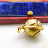 14ct Yellow Gold Rotating Globe Geographical Charm or Pendant Vintage c1970