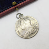 Early Sterling Silver King George II Shilling Coin Fob Pendant Antique 1739