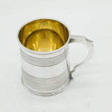 George IV Sterling Silver Lined Pattern Christening Mug Antique 1826 London