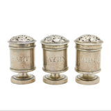 George III Set of Sterling Silver Salt, Pepper, Cayenne Shakers Antique c1810