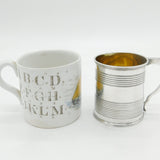 George IV Sterling Silver Lined Pattern Christening Mug Antique 1826 London