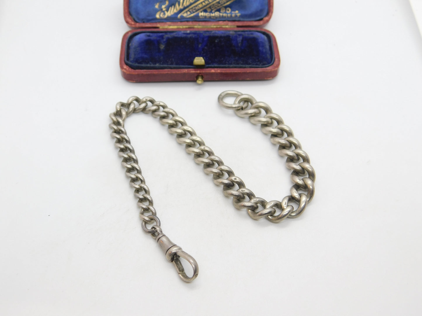 Sterling Silver Graduating Link Albert Watch Chain 1920 Birmingham Antique