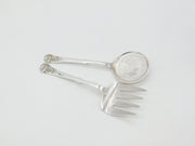 Victorian Sterling Silver Green Man Terminal Salad Servers 1896 Birmingham