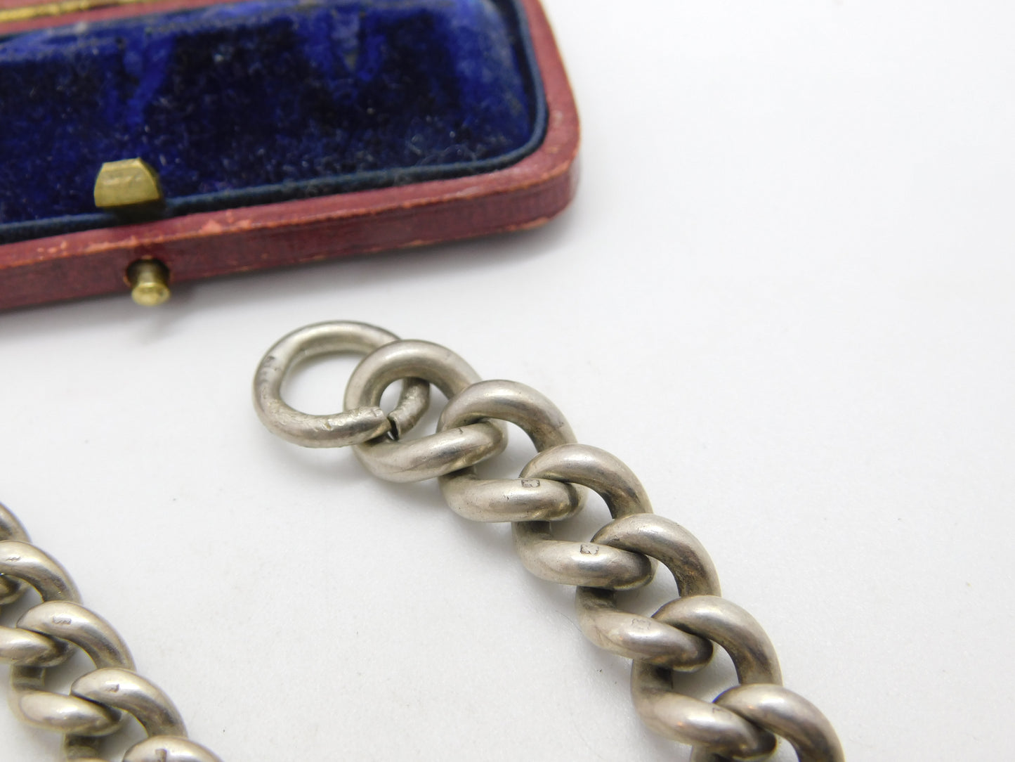 Sterling Silver Graduating Link Albert Watch Chain 1920 Birmingham Antique