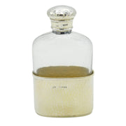 Victorian Arts & Crafts Sterling Silver Gilt Glass Hip Flask Antique 1889 London