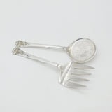 Victorian Sterling Silver Green Man Terminal Salad Servers 1896 Birmingham