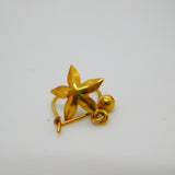 9ct Yellow Gold Pearl Set Floral Drop Hoop Earrings Vintage 1979 London