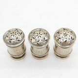 George III Set of Sterling Silver Salt, Pepper, Cayenne Shakers Antique c1810