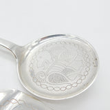 Victorian Sterling Silver Green Man Terminal Salad Servers 1896 Birmingham