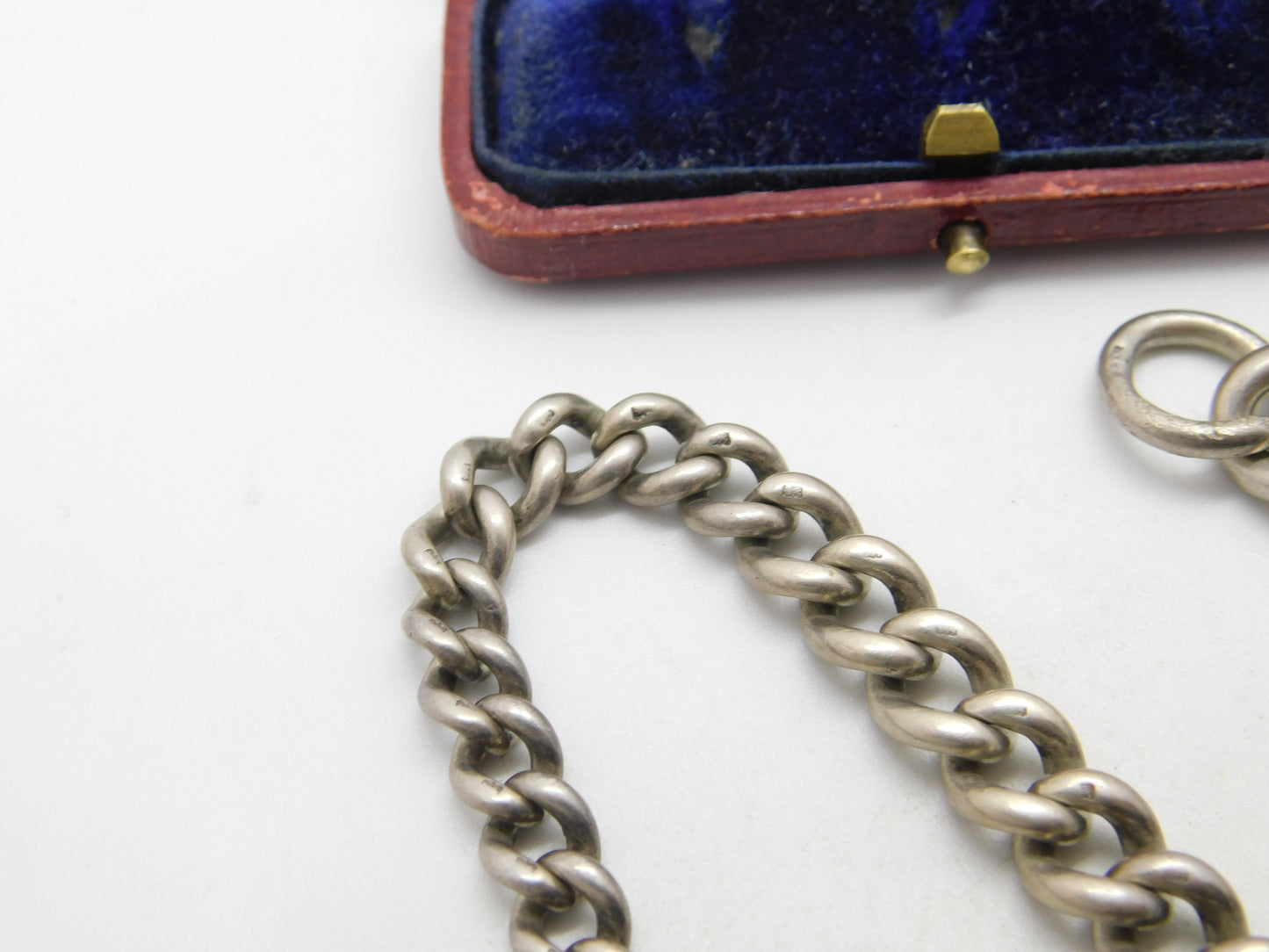 Sterling Silver Graduating Link Albert Watch Chain 1920 Birmingham Antique