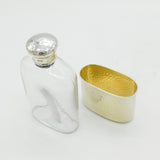 Victorian Arts & Crafts Sterling Silver Gilt Glass Hip Flask Antique 1889 London