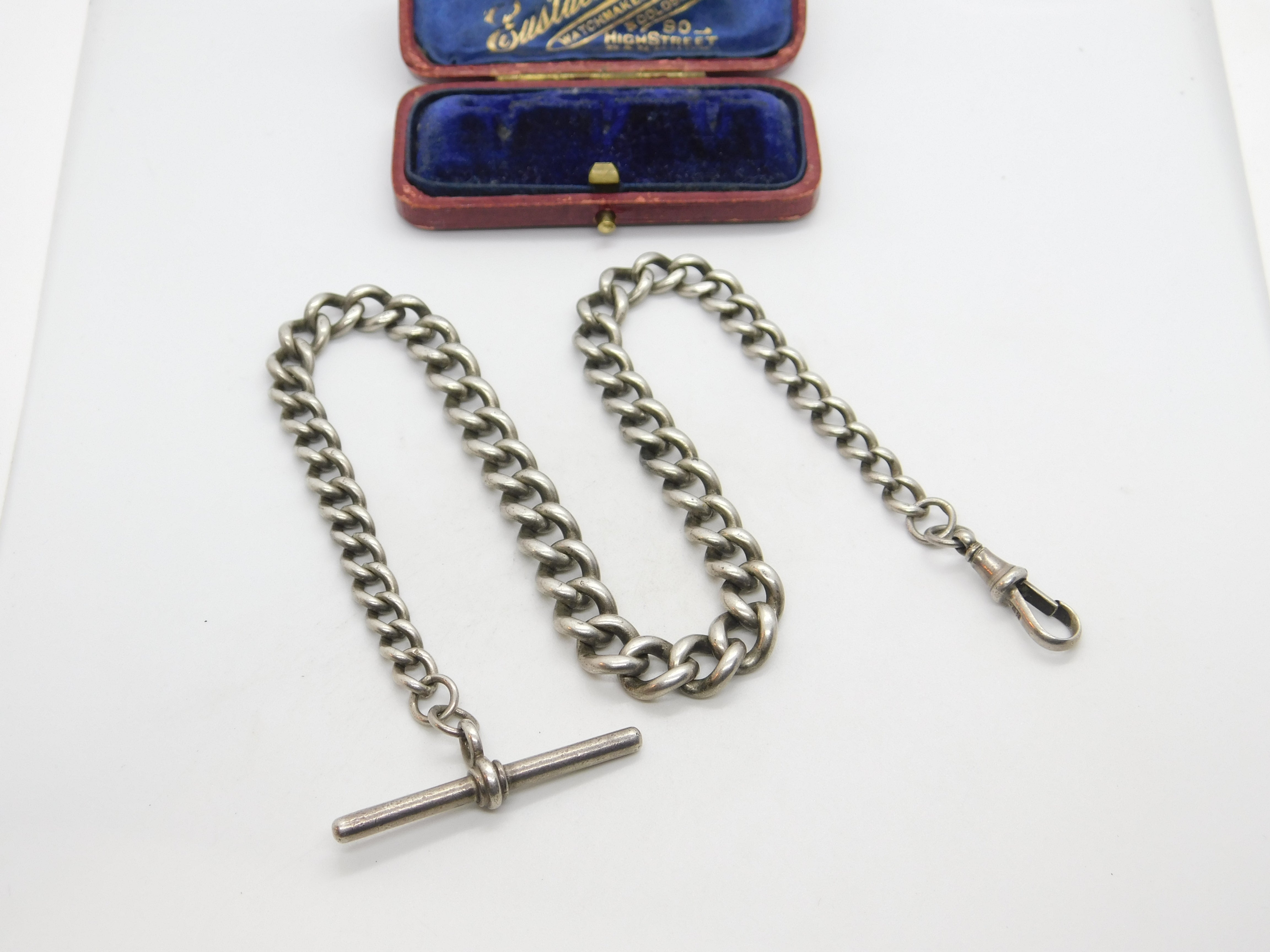 Victorian Sterling Silver Graduating Albert Watch Chain 1897 Birmingha ...