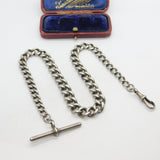Victorian Sterling Silver Graduating Albert Watch Chain 1897 Birmingham Antique