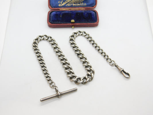 Victorian Sterling Silver Graduating Albert Watch Chain 1897 Birmingham Antique