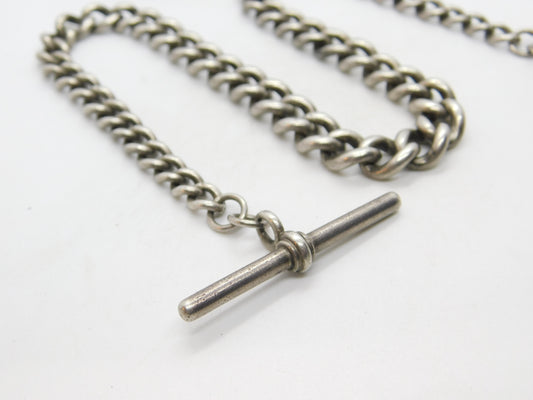 Victorian Sterling Silver Graduating Albert Watch Chain 1897 Birmingham Antique