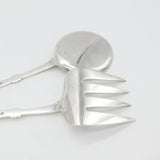 Victorian Sterling Silver Green Man Terminal Salad Servers 1896 Birmingham
