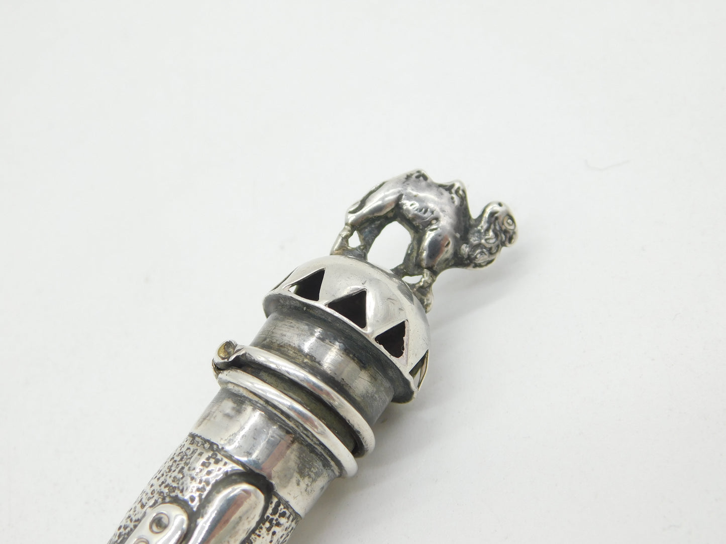 Victorian Large Sterling Silver Camel Top Floral Pen Case Antique 1894 Birmingham