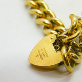 Chunky 9ct Rolled Gold Chain Charm Bracelet Heart Padlock Clasp Art Deco c1920