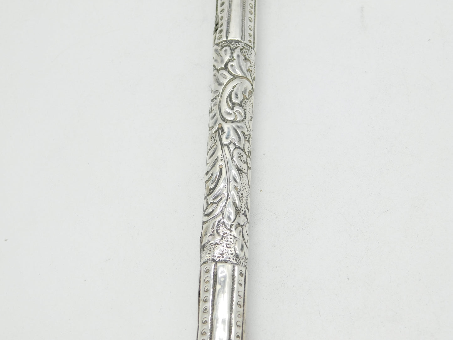 Victorian Large Sterling Silver Camel Top Floral Pen Case Antique 1894 Birmingham