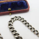 Victorian Sterling Silver Graduating Albert Watch Chain 1897 Birmingham Antique