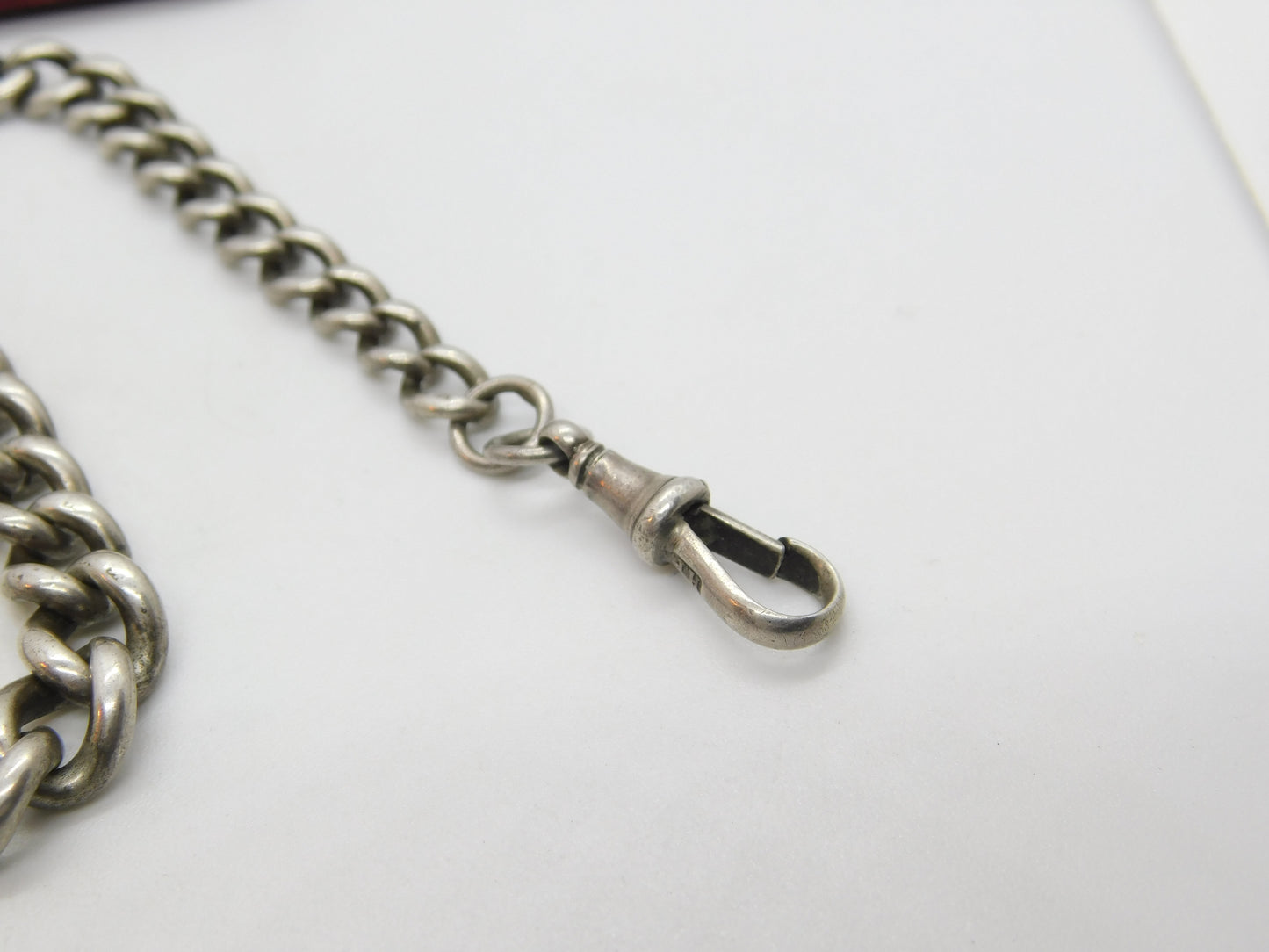 Victorian Sterling Silver Graduating Albert Watch Chain 1897 Birmingham Antique