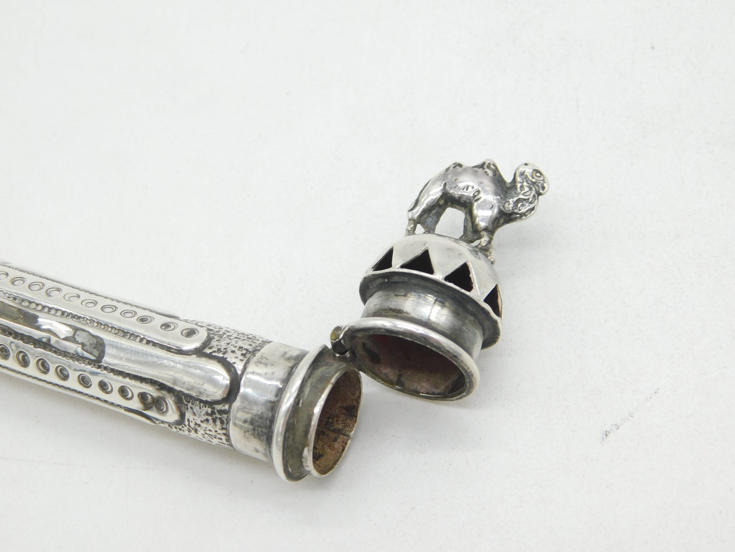 Victorian Large Sterling Silver Camel Top Floral Pen Case Antique 1894 Birmingham