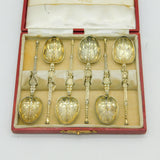 King Edward VI Sterling Silver Coronation Anointing Teaspoons Antique 1902
