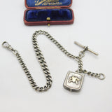 Edwardian Sterling Silver Graduating Albert Watch Chain & Locket 1908